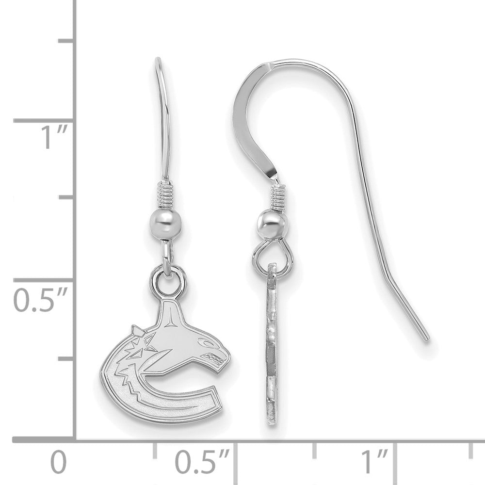 Sterling Silver Rhodium Plated Nhl Logoart Vancouver Canucks Extra Small Dangle Wire Earrings
