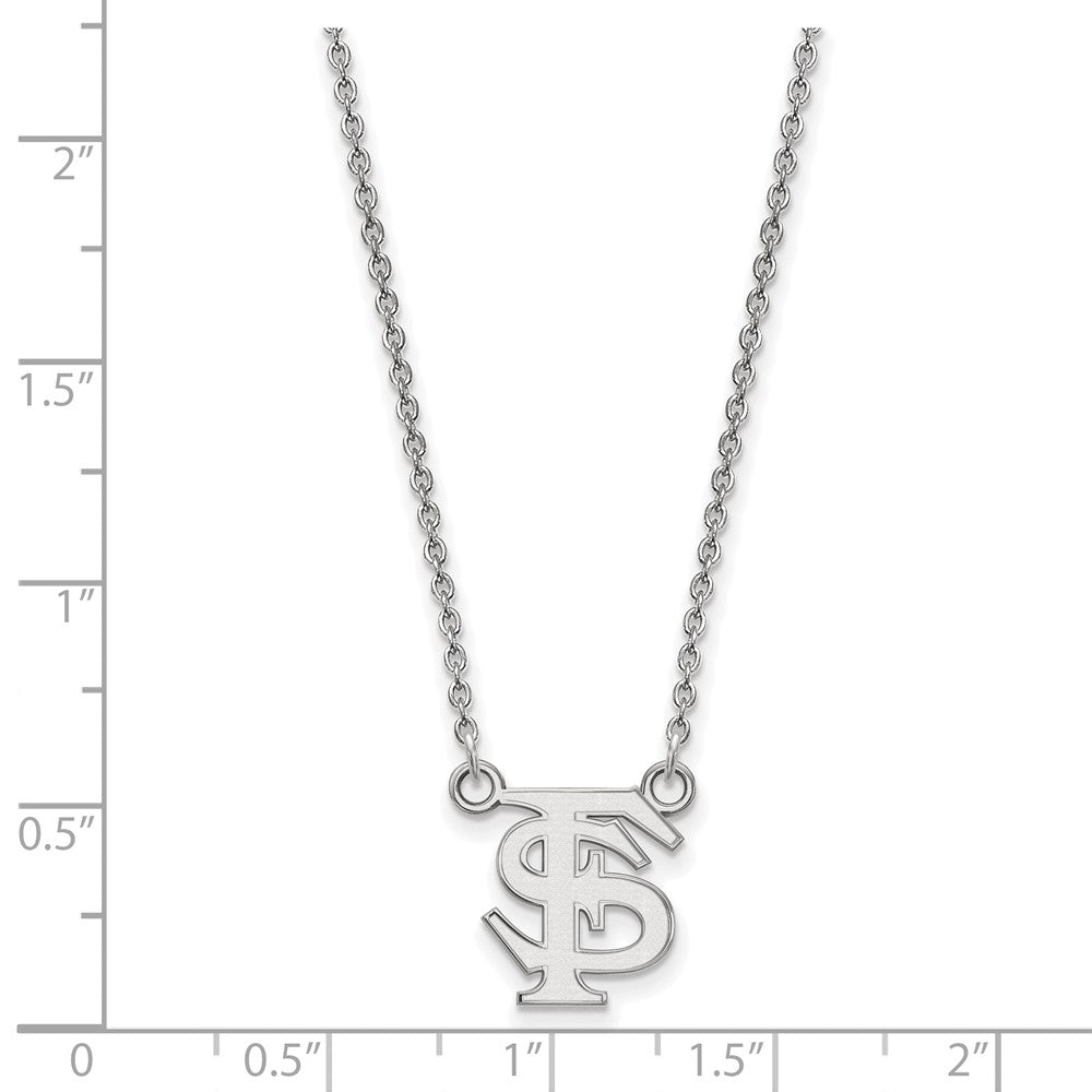 Sterling Silver Rhodium Plated Logoart Florida State University F S Small Pendant 18 Inch Necklace