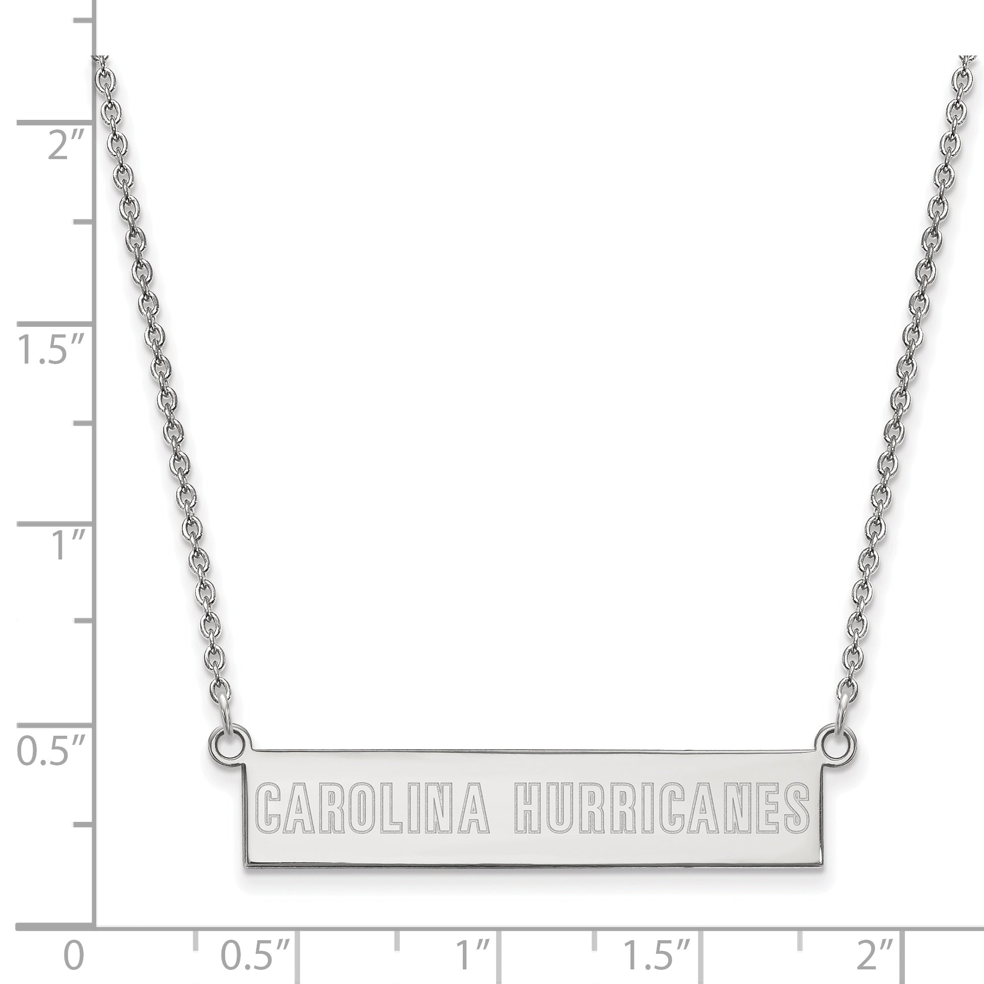 Sterling Silver Rhodium Plated Nhl Logoart Carolina Hurricanes Small Bar 18 Inch Necklace