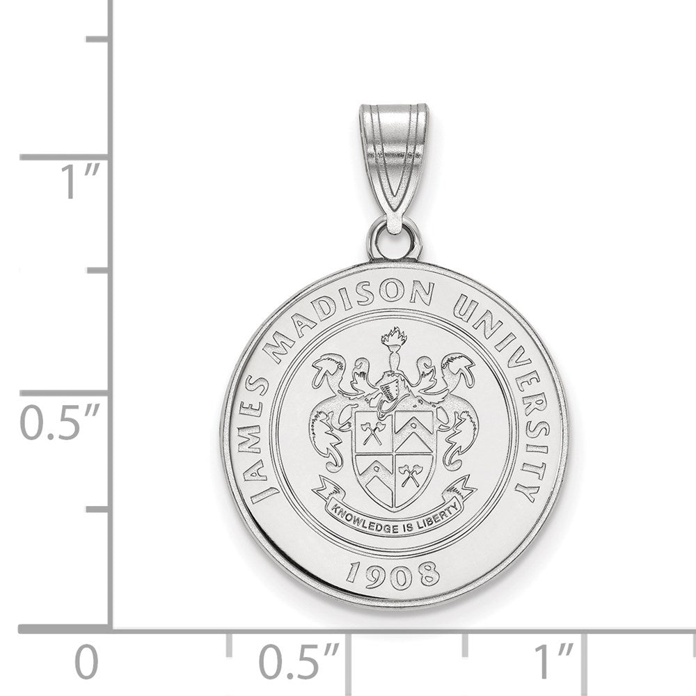 Sterling Silver Rhodium Plated Logoart James Madison University Large Crest Pendant