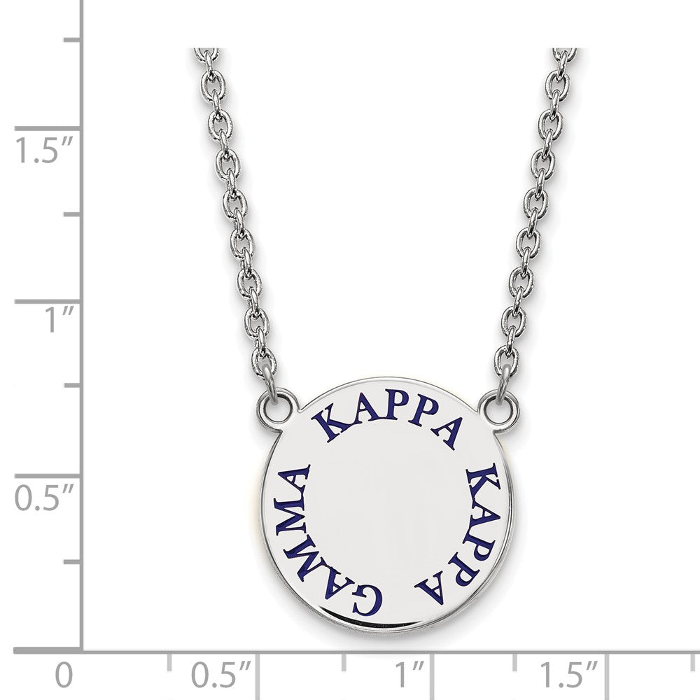Sterling Silver Rhodium Plated Logoart Kappa Gamma Sorority Text Large Color Enamel Pendant 18 Inch Necklace