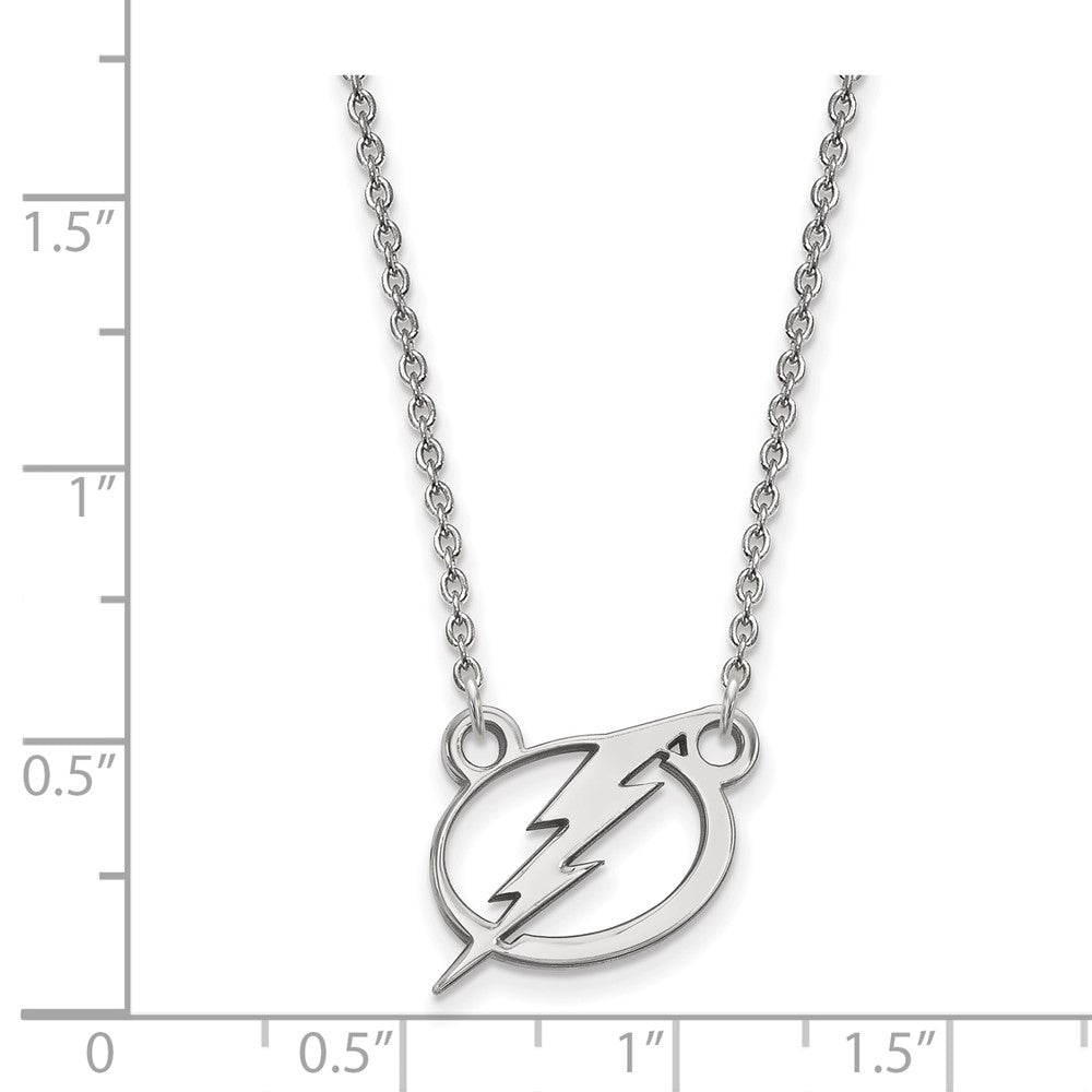 14K White Gold Nhl Logoart Tampa Bay Lightning Small Pendant 18 Inch Necklace