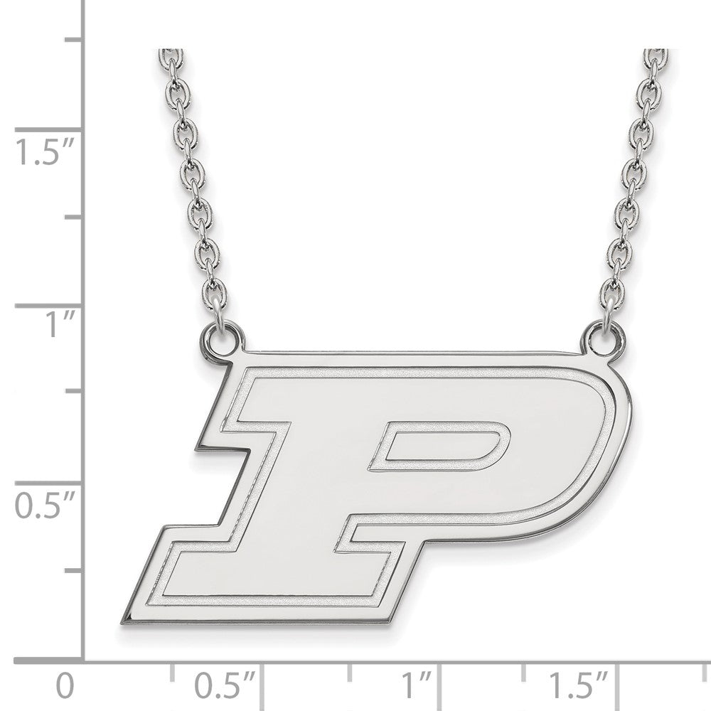 Sterling Silver Rhodium Plated Logoart Purdue University Letter P Large Pendant 18 Inch Necklace