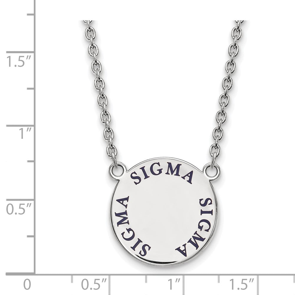Sterling Silver Rhodium Plated Logoart Sigma Sorority Text Large Color Enamel Pendant 18 Inch Necklace