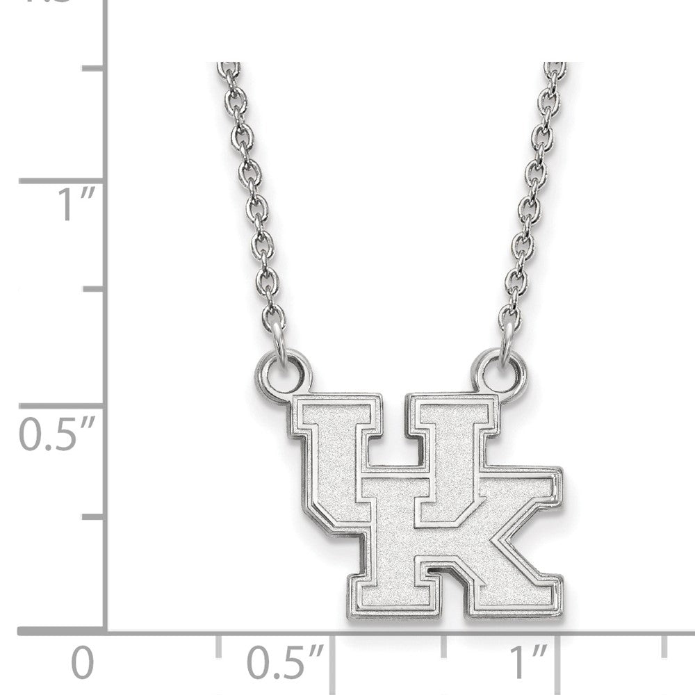 Sterling Silver Rhodium Plated Logoart University Of Kentucky U K Small Pendant 18 Inch Necklace