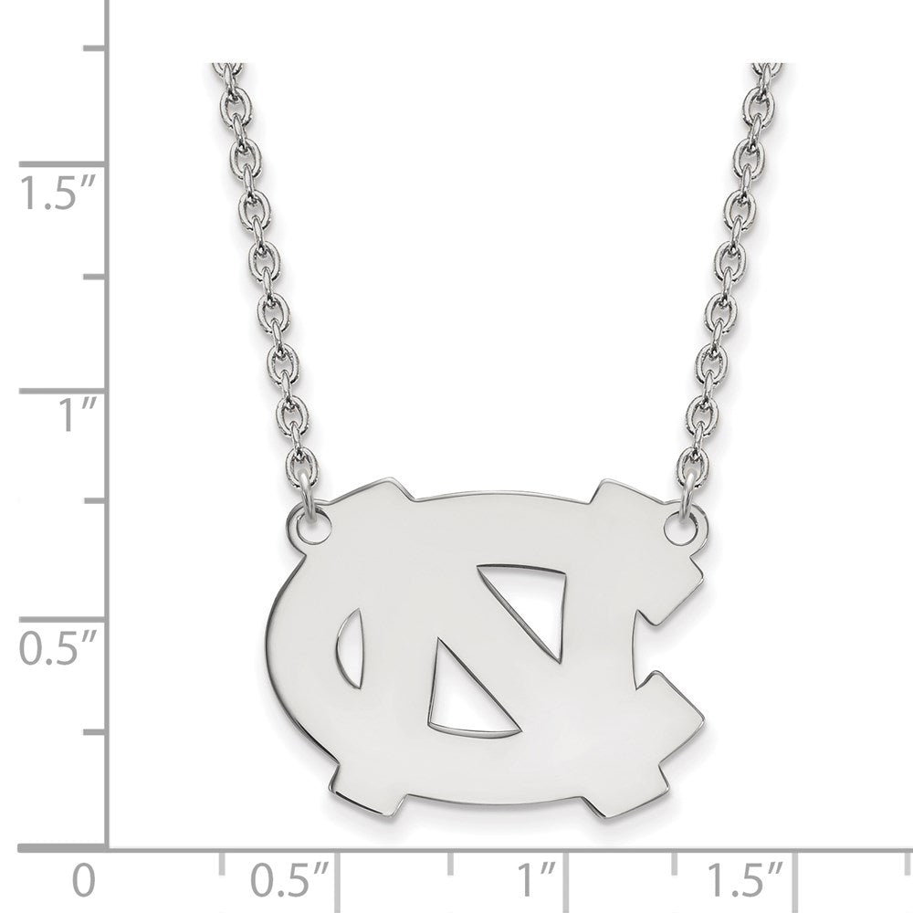 Sterling Silver Rhodium Plated Logoart University Of North Carolina N C Large Pendant 18 Inch Necklace