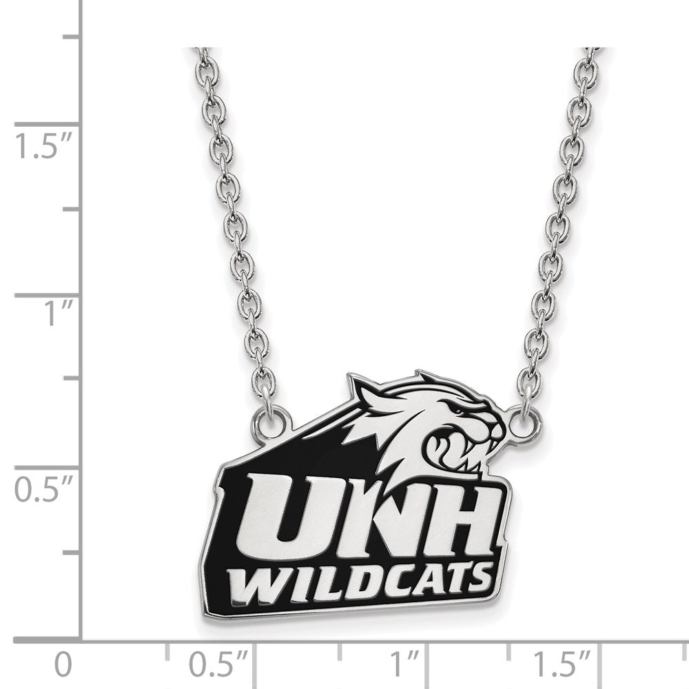 Sterling Silver Rhodium Plated Logoart University Of New Hampshire Large Enameled Pendant 18 Inch Necklace