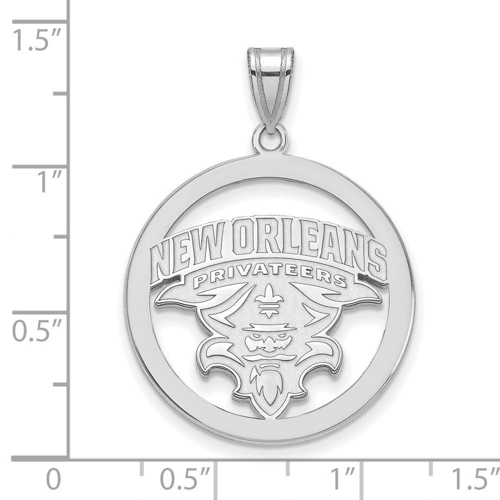 Sterling Silver Rhodium Plated Logoart University Of New Orleans U N O Extra Large Circle Pendant