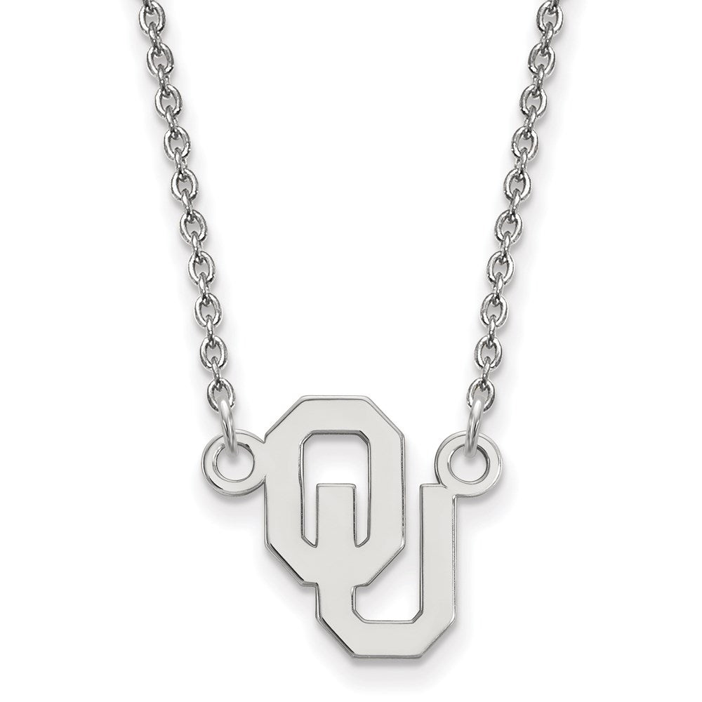 10K White Gold Logoart University Of Oklahoma O U Small Pendant 18 Inch Necklace