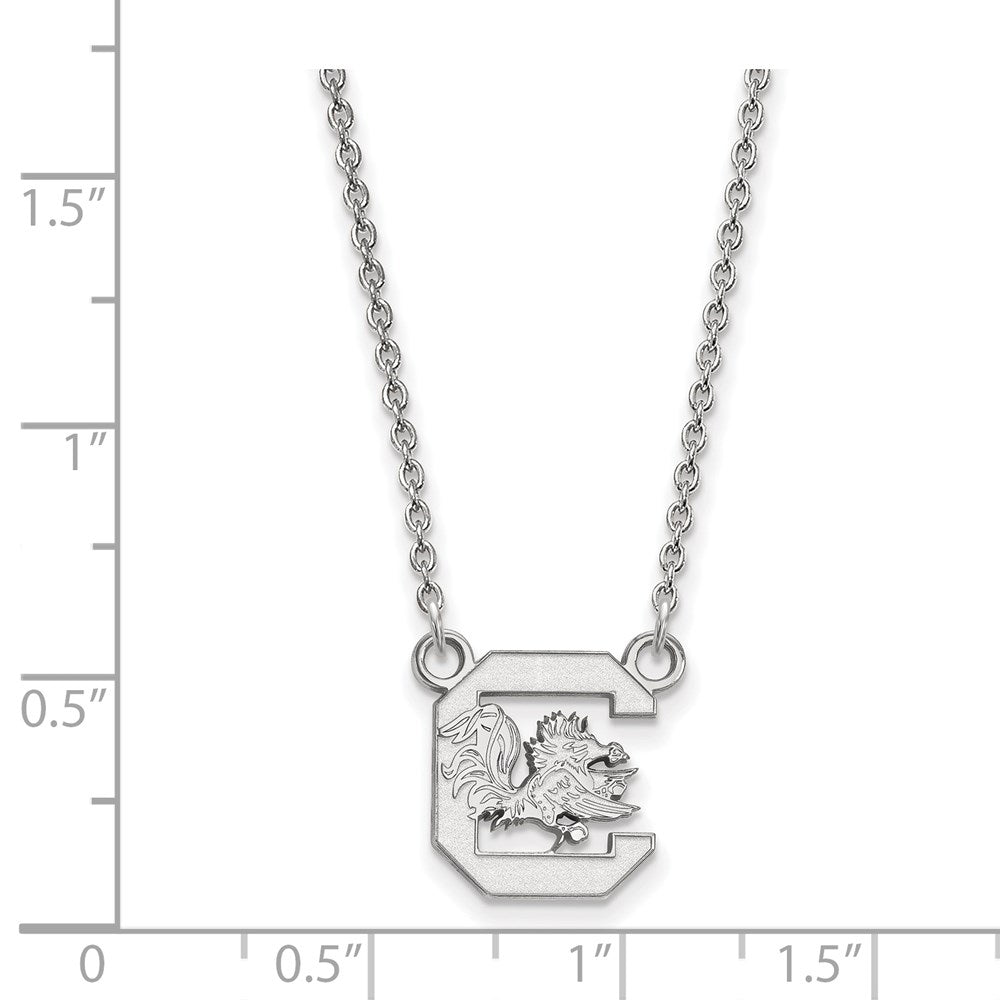Sterling Silver Rhodium Plated Logoart University Of South Carolina Small Pendant 18 Inch Necklace