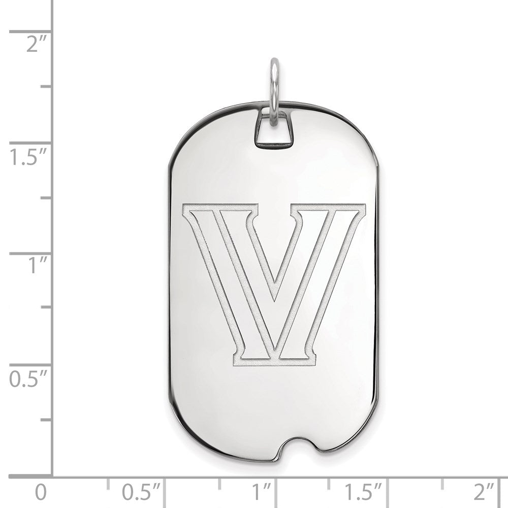 Sterling Silver Rhodium Plated Logoart Villanova University Letter V Large Dog Tag Pendant