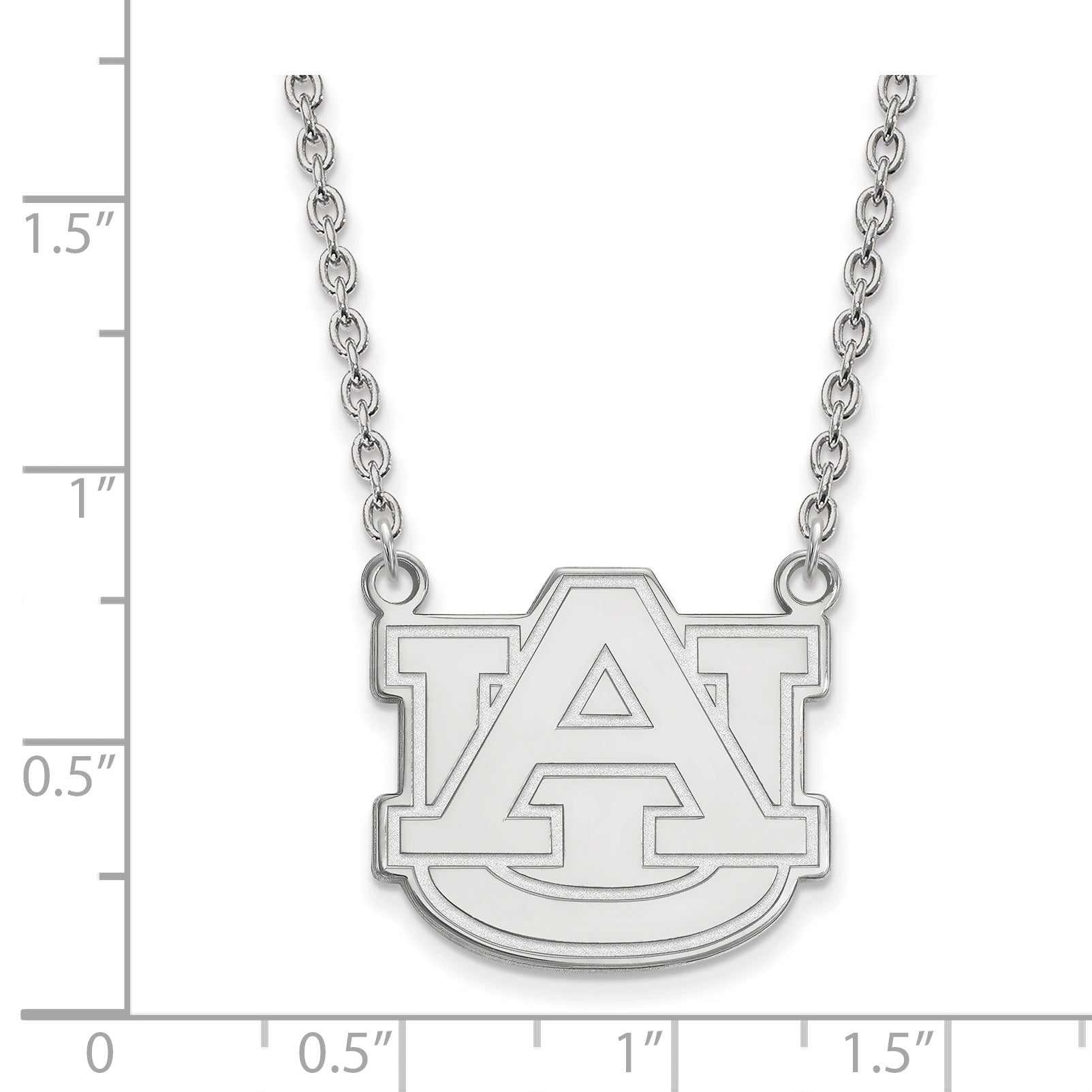 Sterling Silver Rhodium Plated Logoart Auburn University Large Pendant 18 Inch Necklace