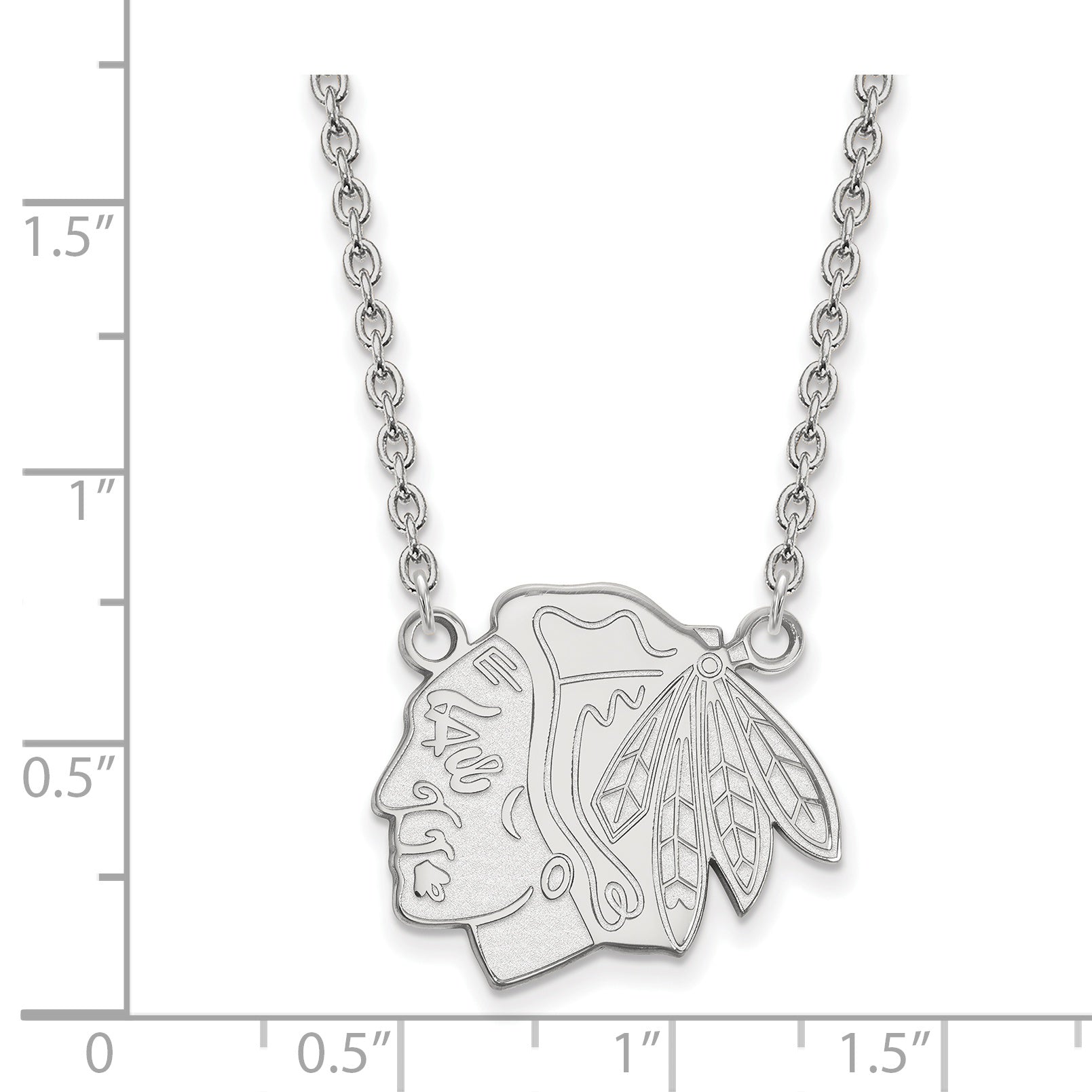 Sterling Silver Rhodium Plated Nhl Logoart Chicago Blackhawks Large Pendant 18 Inch Necklace