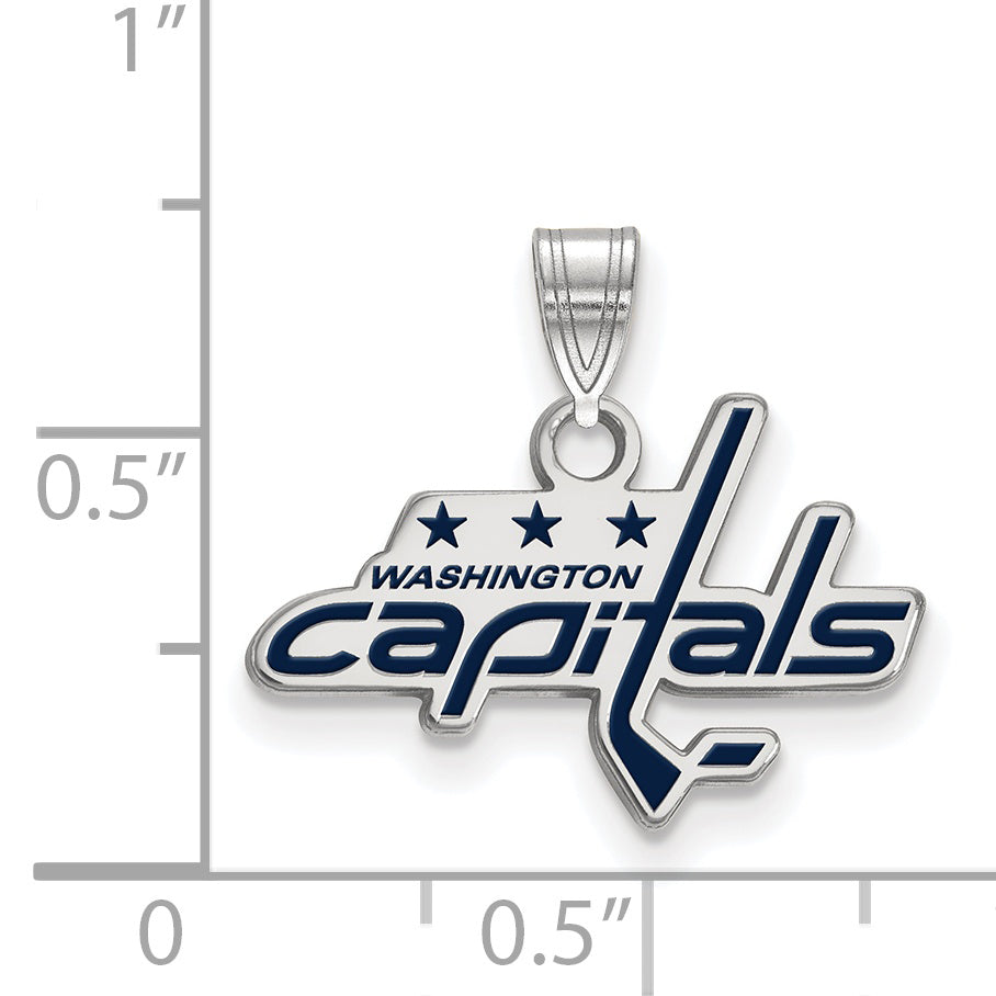 Sterling Silver Rhodium Plated Nhl Logoart Washington Capitals Small Enameled Pendant