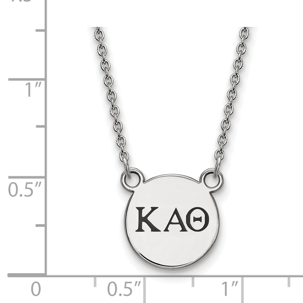 Sterling Silver Rhodium Plated Logoart Kappa Alpha Theta Sorority Greek Letters Small Black Enamel Pendant 18 Inch Necklace