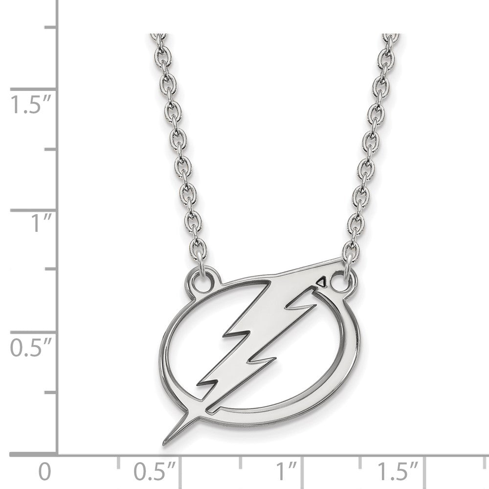 Sterling Silver Rhodium Plated Nhl Logoart Tampa Bay Lightning Large Pendant 18 Inch Necklace