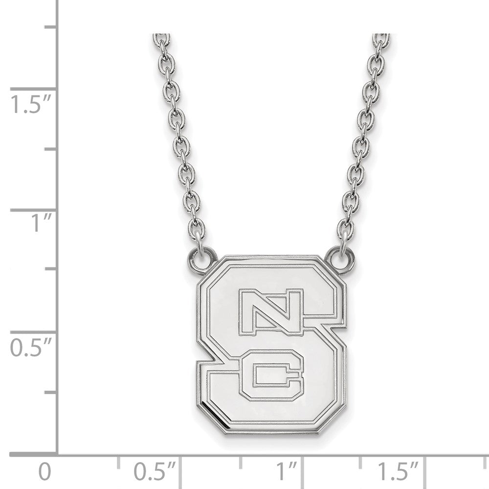 14K White Gold Logoart North Carolina State University N C S Large Pendant 18 Inch Necklace