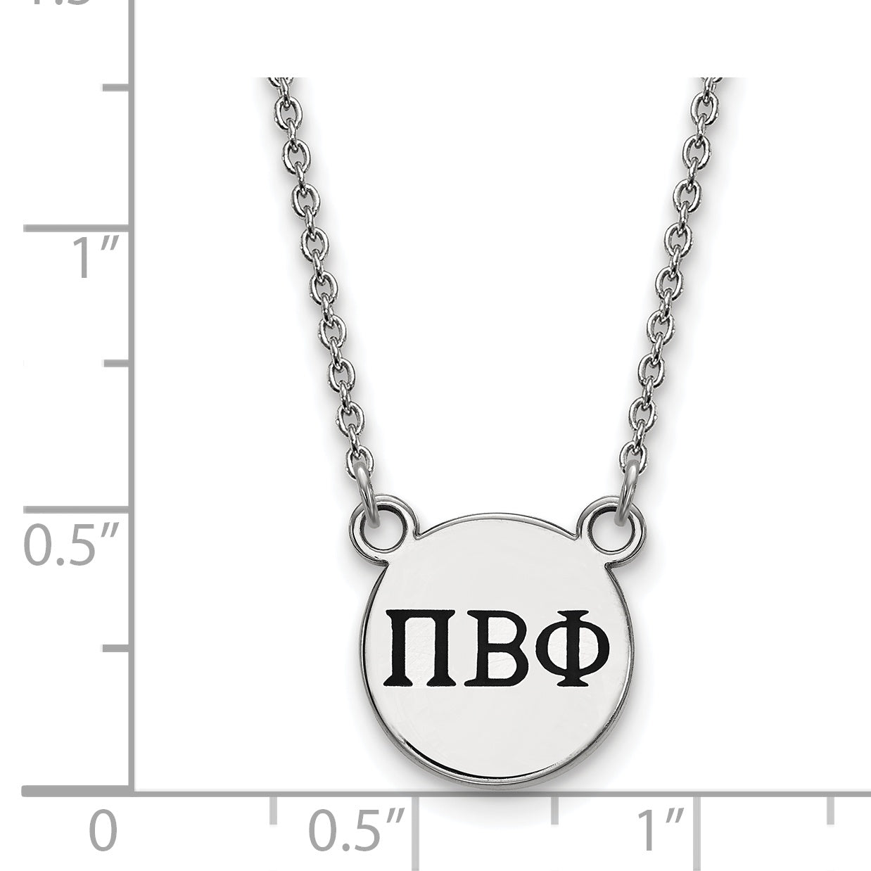 Sterling Silver Rhodium Plated Logoart Pi Beta Phi Sorority Greek Letters Small Black Enamel Pendant 18 Inch Necklace