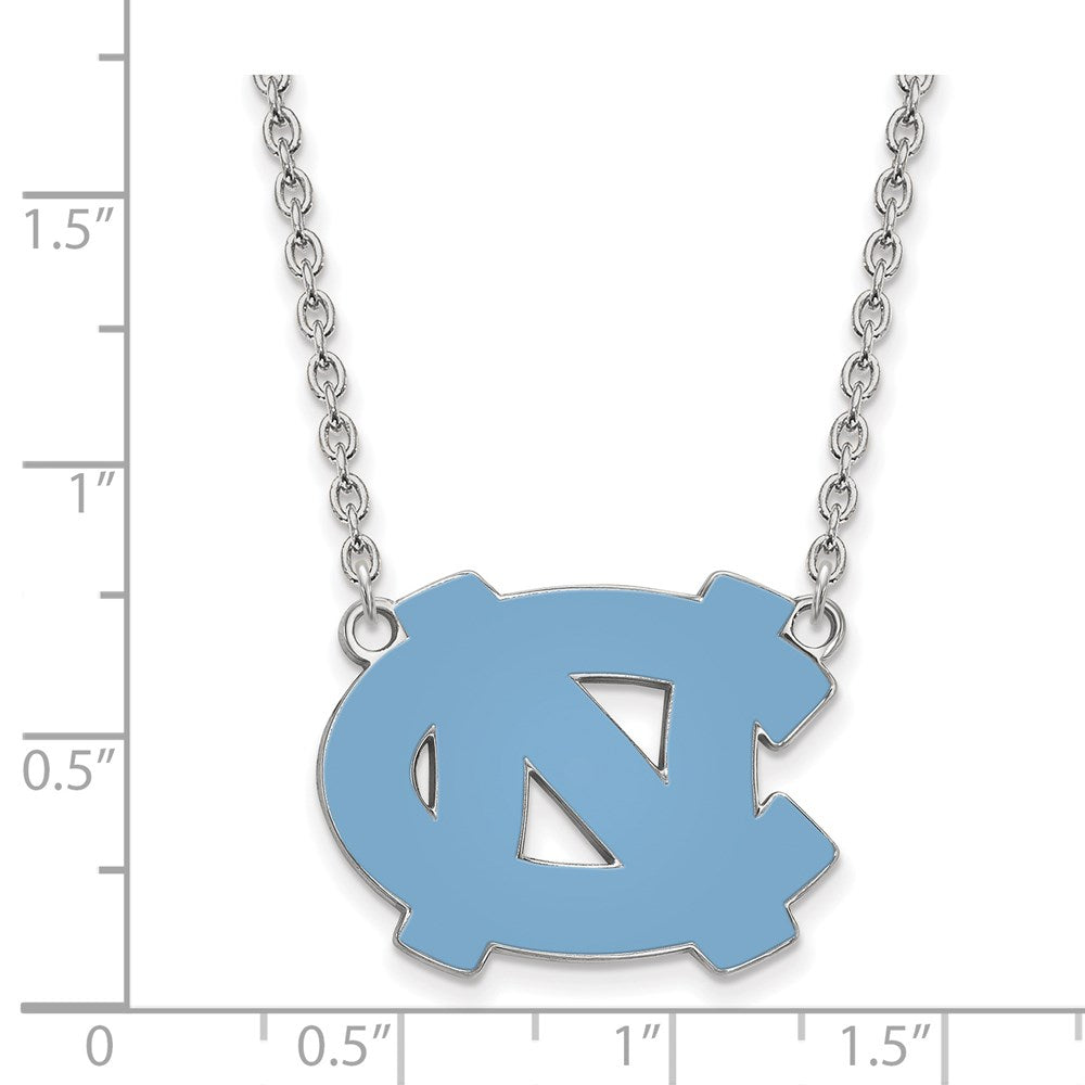 Sterling Silver Rhodium Plated Logoart University Of North Carolina N C Enameled Large Pendant 18 Inch Necklace