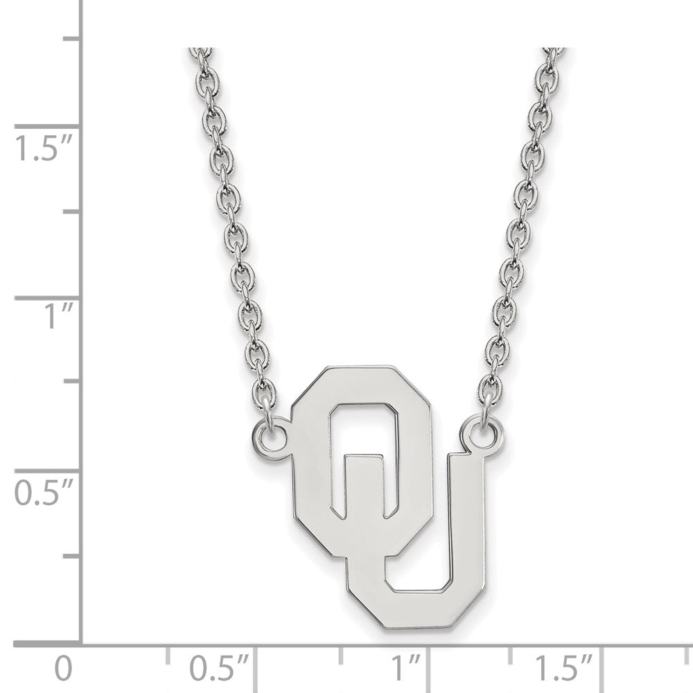 Sterling Silver Rhodium Plated Logoart University Of Oklahoma O U Large Pendant 18 Inch Necklace