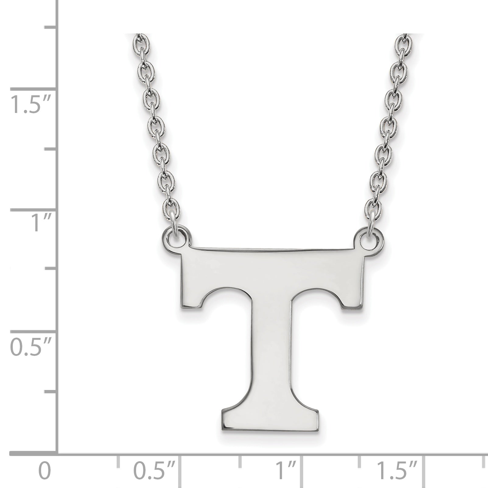 Sterling Silver Rhodium Plated Logoart University Of Tennessee Letter T Large Pendant 18 Inch Necklace