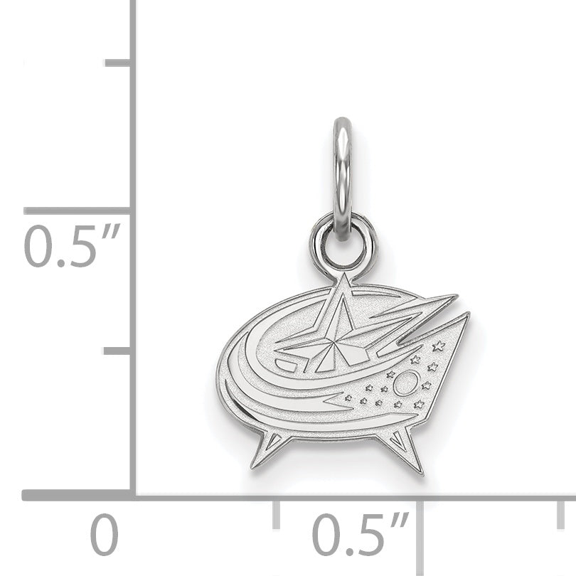 Sterling Silver Rhodium Plated Nhl Logoart Columbus Blue Jackets Extra Small Pendant