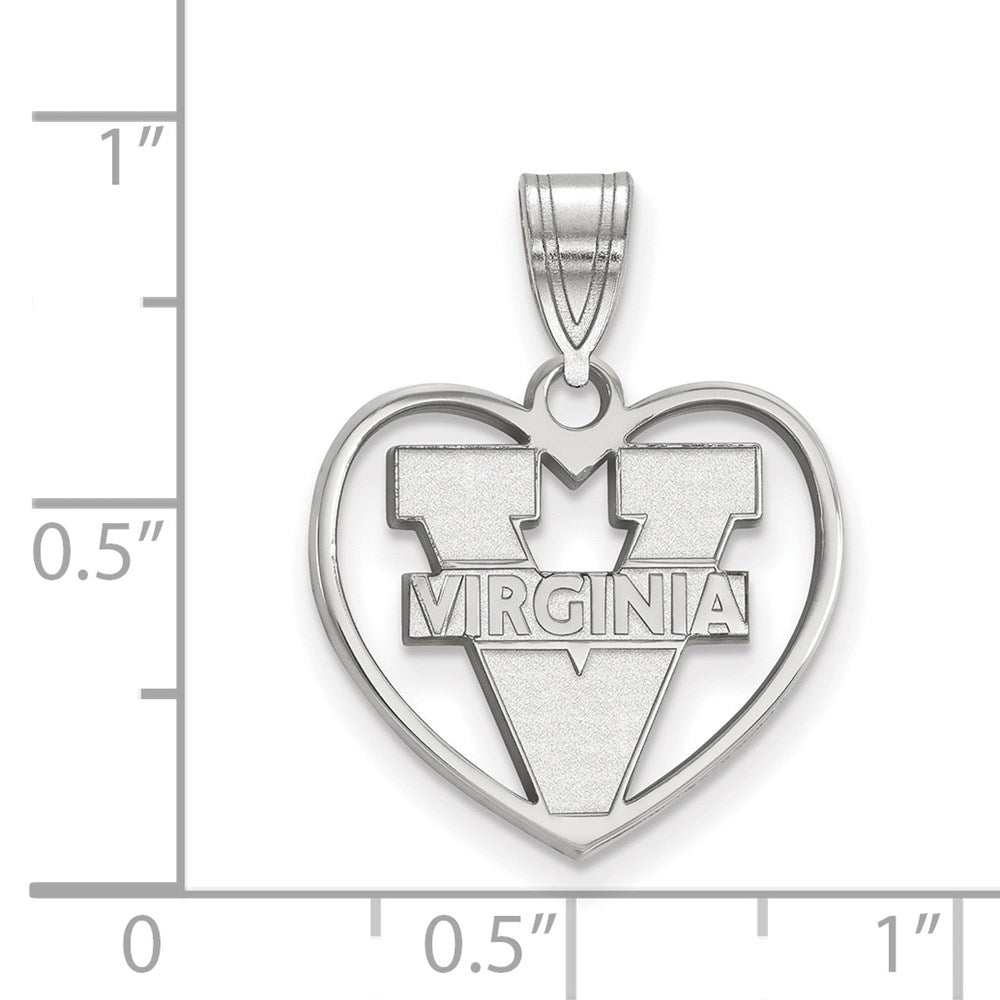 Sterling Silver Rhodium Plated Logoart University Of Virginia Heart Pendant