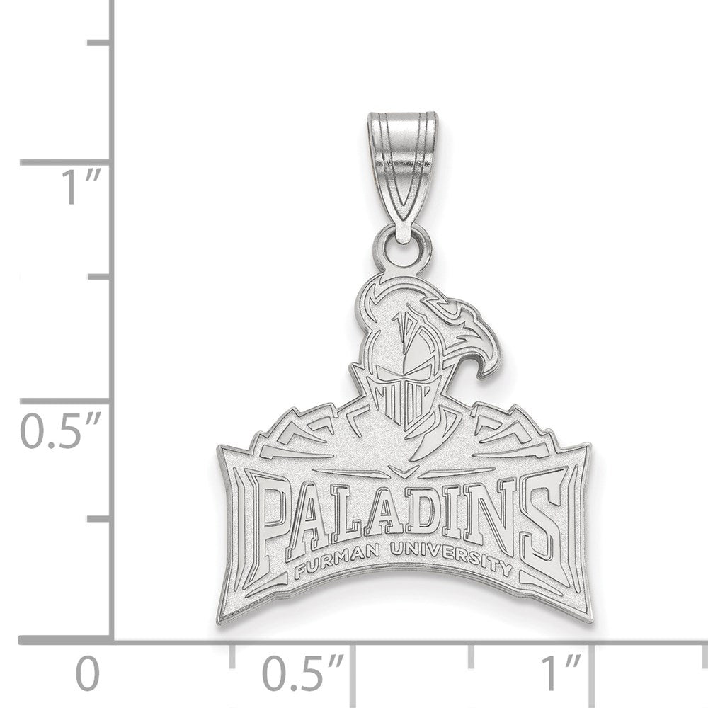 Sterling Silver Rhodium Plated Logoart Furman University Paladins Large Pendant