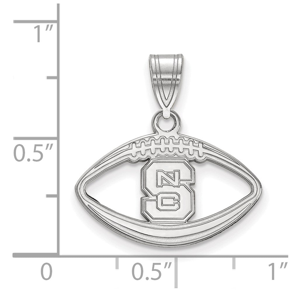 Sterling Silver Rhodium Plated Logoart North Carolina State University N C S Football Pendant