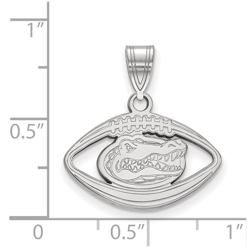Sterling Silver Rhodium Plated Logoart University Of Florida Gator Football Pendant