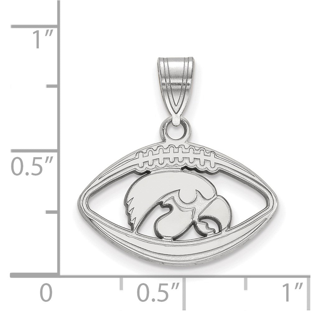 Sterling Silver Rhodium Plated Logoart University Of Iowa Hawk Football Pendant