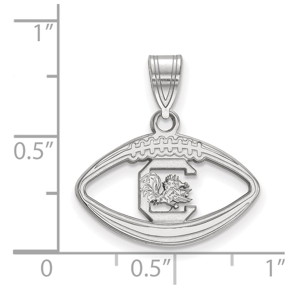 Sterling Silver Rhodium Plated Logoart University Of South Carolina Football Pendant