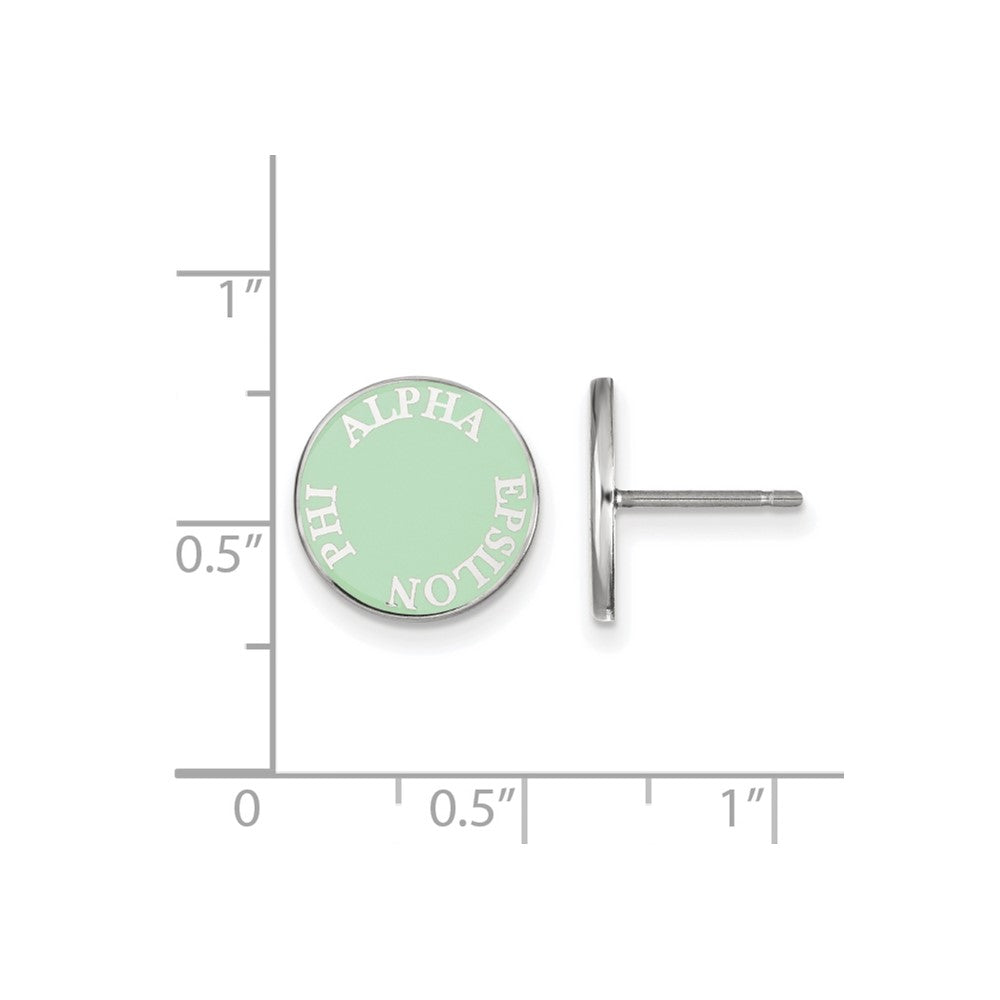 Sterling Silver Rhodium Plated Logoart Alpha Epsilon Phi Sorority Text Color Enamel Post Earrings