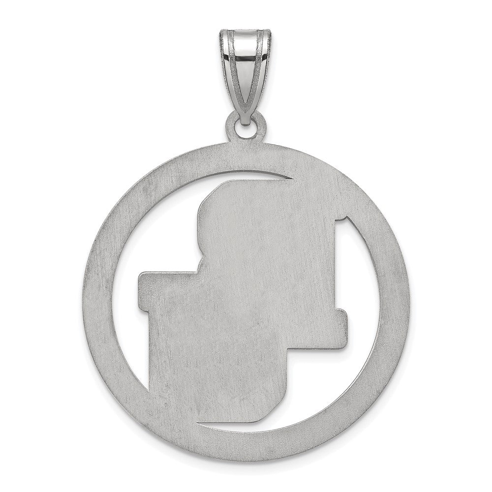 Sterling Silver Rhodium Plated Logoart Baylor University Bears Extra Large Circle Pendant