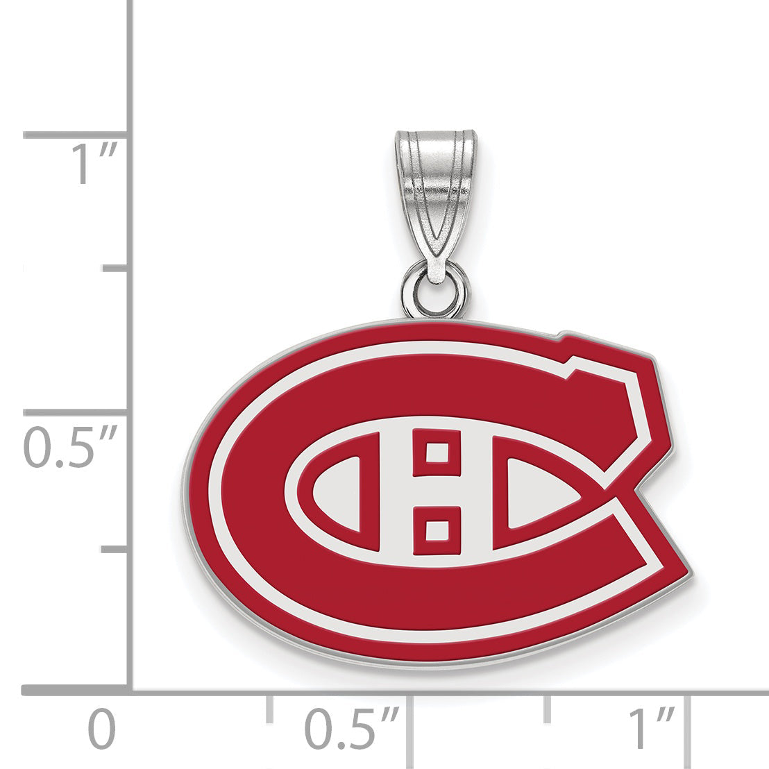 Sterling Silver Rhodium Plated Nhl Logoart Montreal Canadiens Medium Enameled Pendant