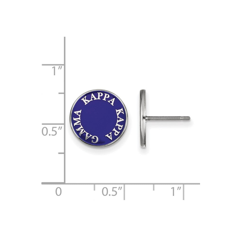 Sterling Silver Rhodium Plated Logoart Kappa Gamma Sorority Text Color Enamel Post Earrings