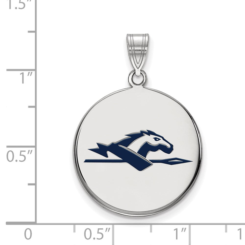 Sterling Silver Rhodium Plated Logoart Longwood University Horse Large Enameled Disc Pendant