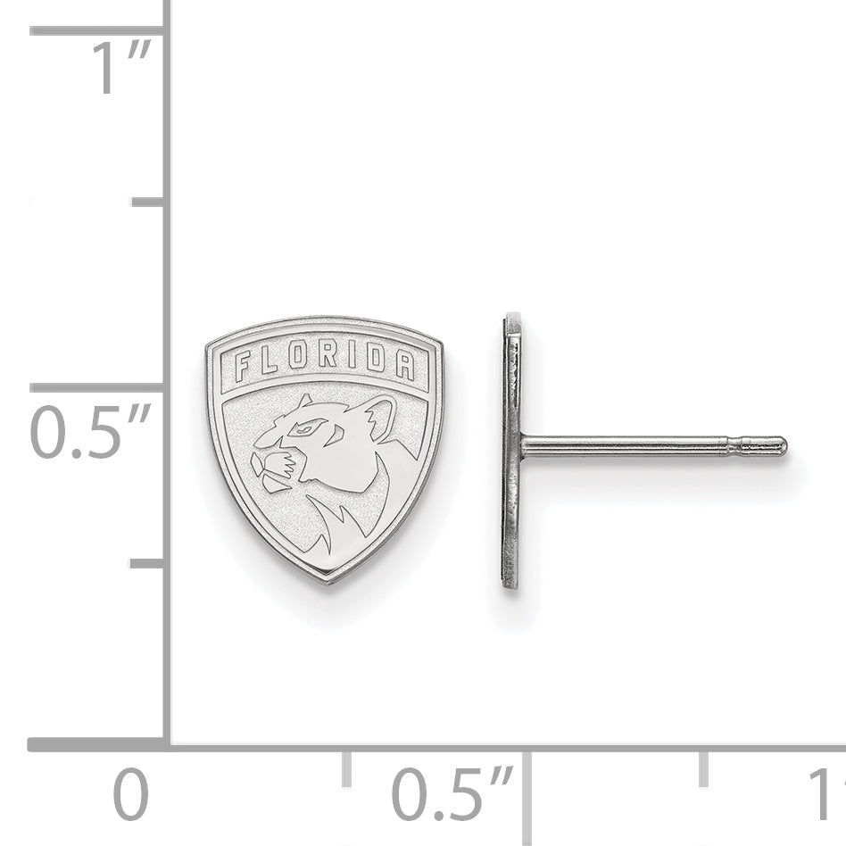 Sterling Silver Rhodium Plated Nhl Logoart Florida Panthers Extra Small Post Earrings