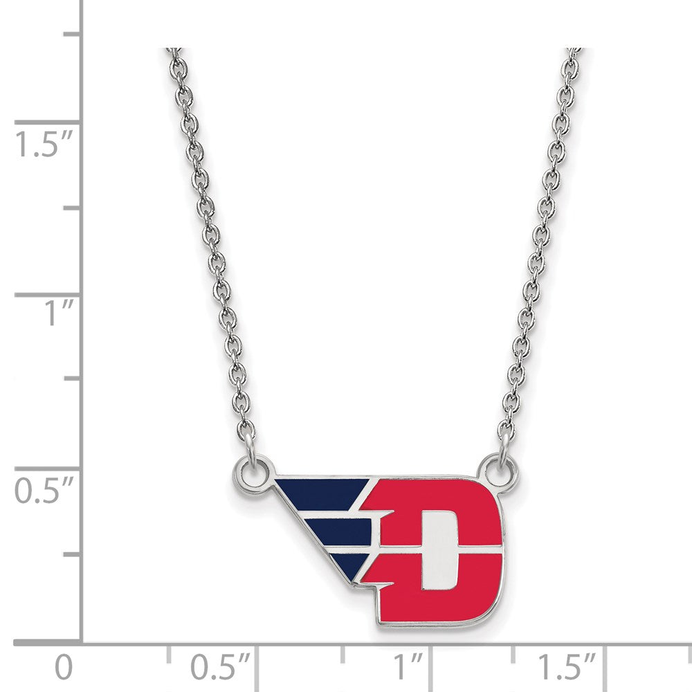 Sterling Silver Rhodium Plated Logoart University Of Dayton Small Enameled Pendant 18 Inch Necklace