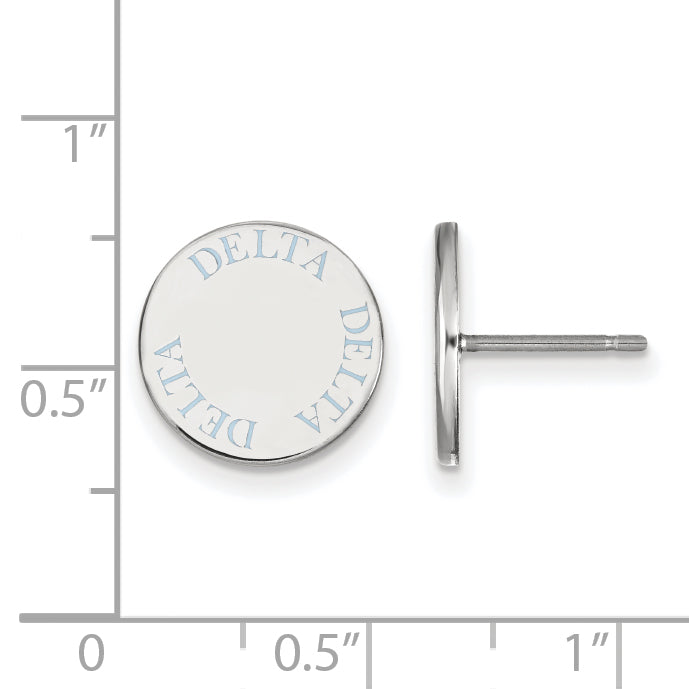 Sterling Silver Rhodium Plated Logoart Delta Sorority Text Color Enamel Post Earrings
