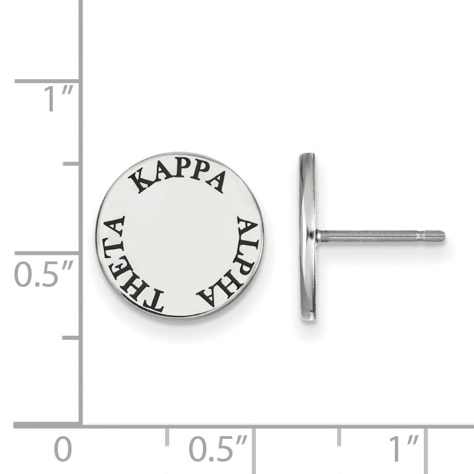 Sterling Silver Rhodium Plated Logoart Kappa Alpha Theta Sorority Text Color Enamel Post Earrings