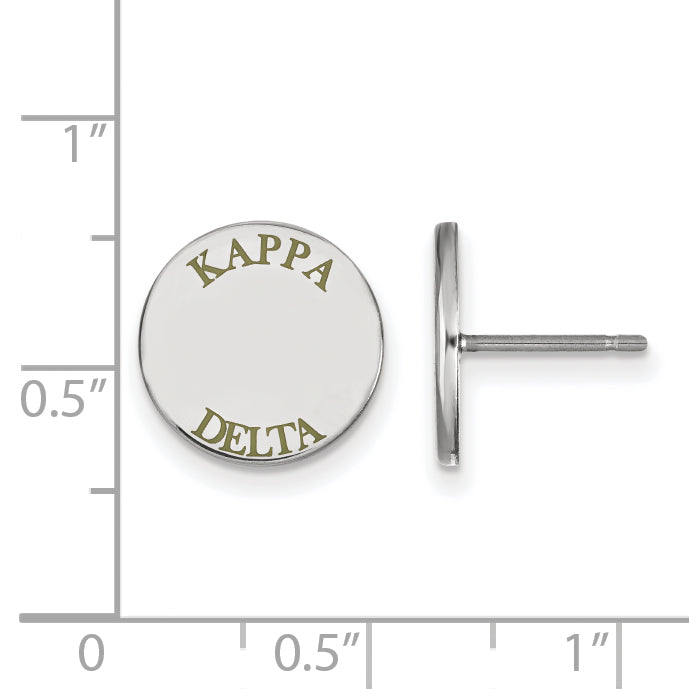 Sterling Silver Rhodium Plated Logoart Kappa Delta Sorority Text Color Enamel Post Earrings