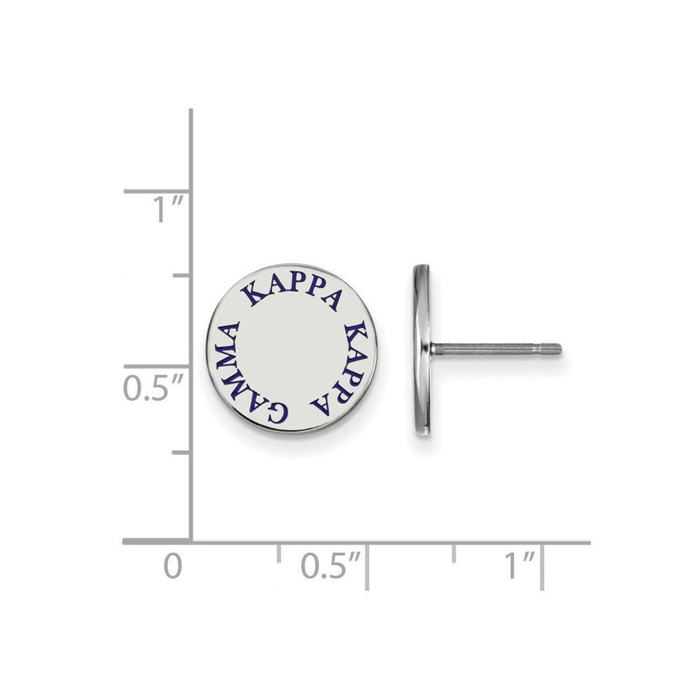 Sterling Silver Rhodium Plated Logoart Kappa Gamma Sorority Text Color Enamel Post Earrings