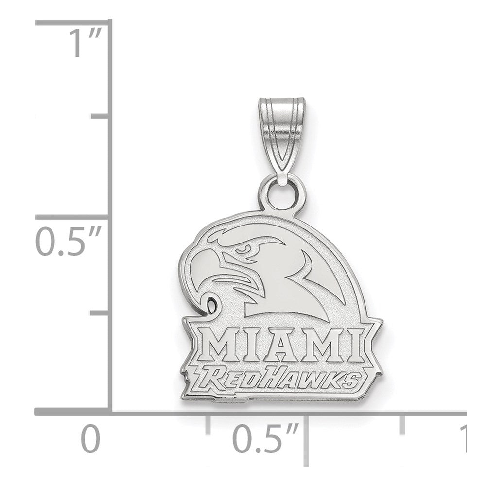 Sterling Silver Rhodium Plated Logoart Miami University Ohio Redhawks Small Pendant