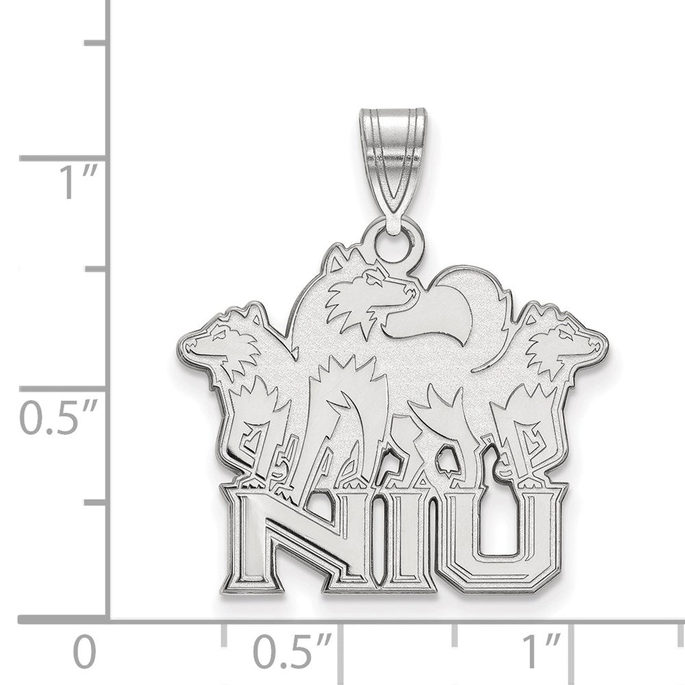 14K White Gold Logoart Northern Illinois University N I U With Huskies Large Pendant