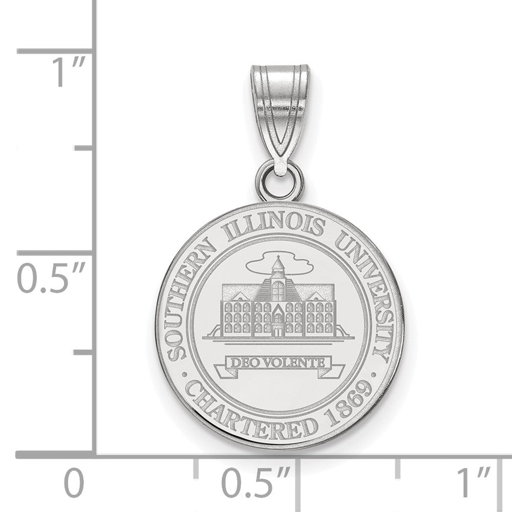 Sterling Silver Rhodium Plated Logoart Southern Illinois University Medium Crest Pendant