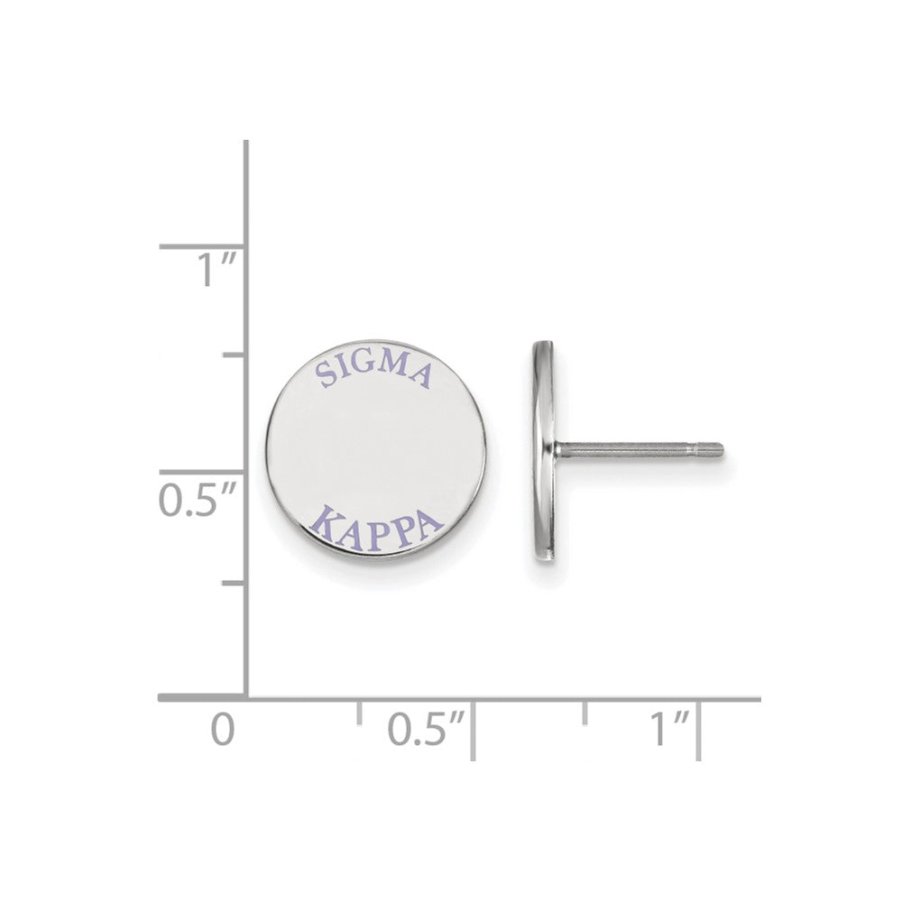 Sterling Silver Rhodium Plated Logoart Sigma Kappa Sorority Text Color Enamel Post Earrings