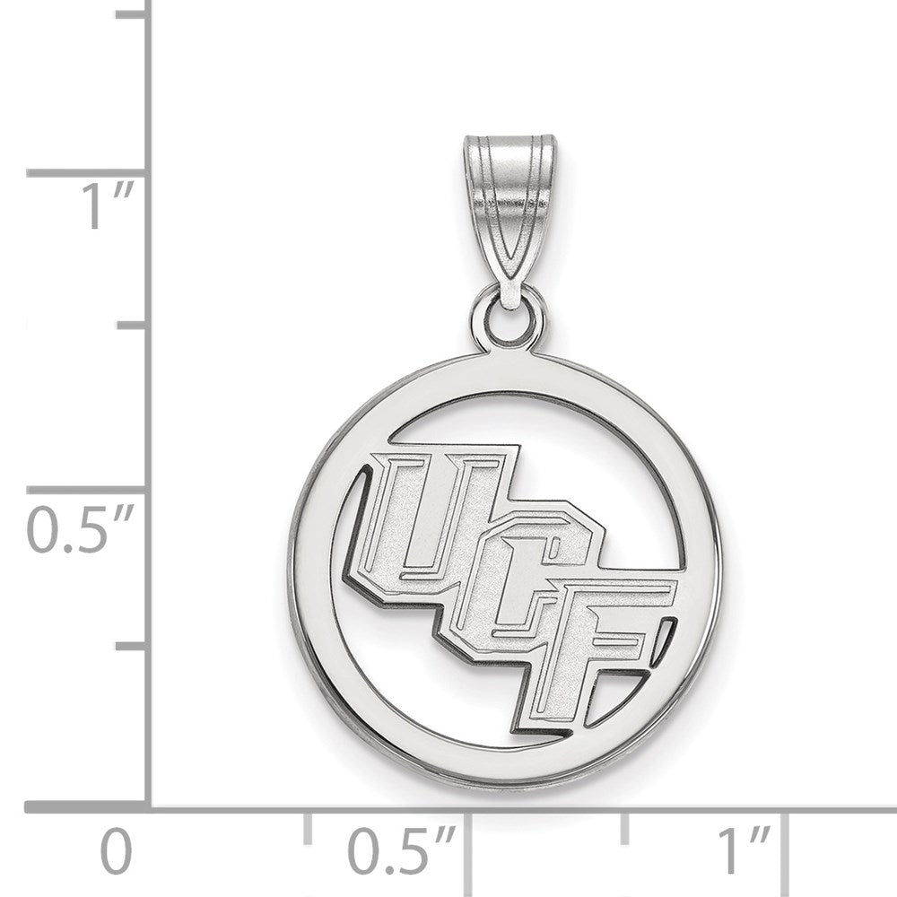 Sterling Silver Rhodium Plated Logoart University Of Central Florida U C F Medium Circle Pendant