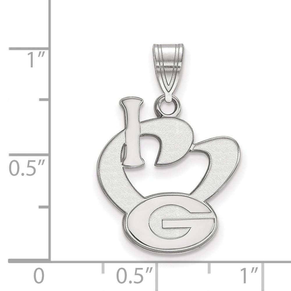 Sterling Silver Rhodium Plated Logoart University Of Georgia Medium I Heart Letter G Pendant