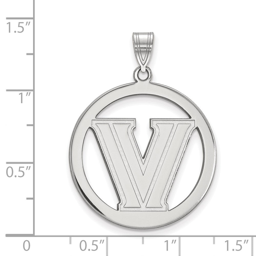 Sterling Silver Rhodium Plated Logoart Villanova University Letter V Large Circle Pendant